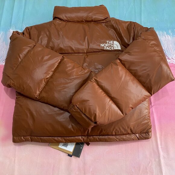 Women's The North Face Short Brown Down Jacket - Picture 3 of 11